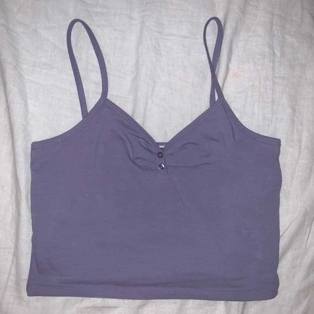 lavender button up cropped tank